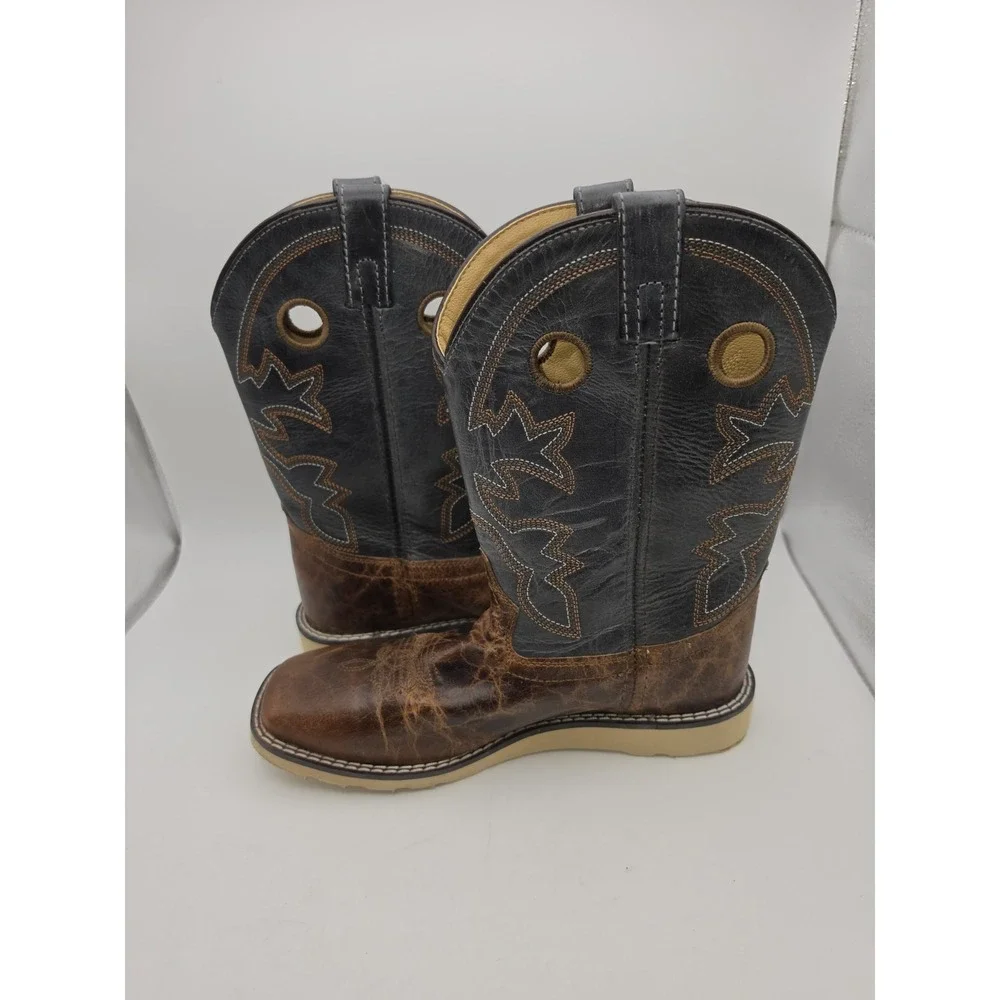 Smoky Mountain Youth Sz 6 Branson Broad Square Toe Western Boots Boys